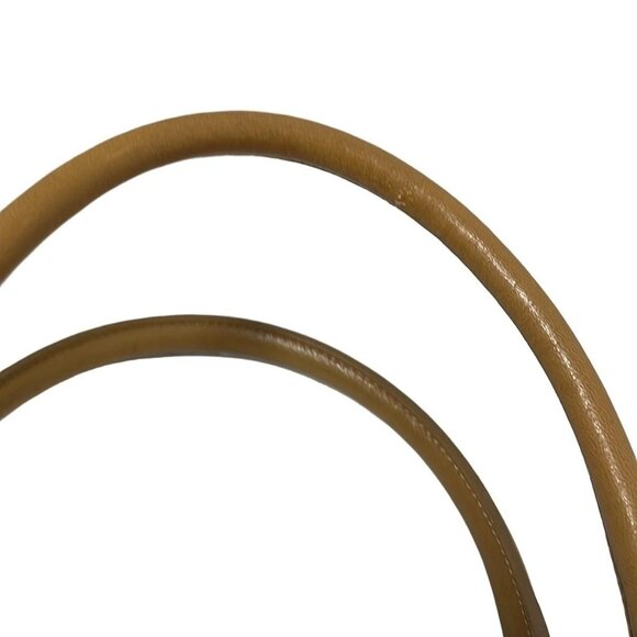 Auth FURLA - Cream Brown Straw Leather Handbag - Picture 6 of 9